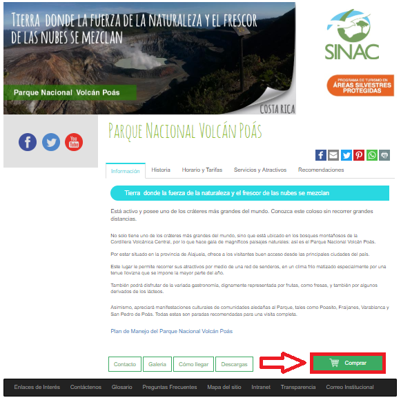 tutoriel, SINAC, réserver, réservation, parc national, faune, flore, visite, booker, bloquer, place, ticket, billet, entrée, sortie,